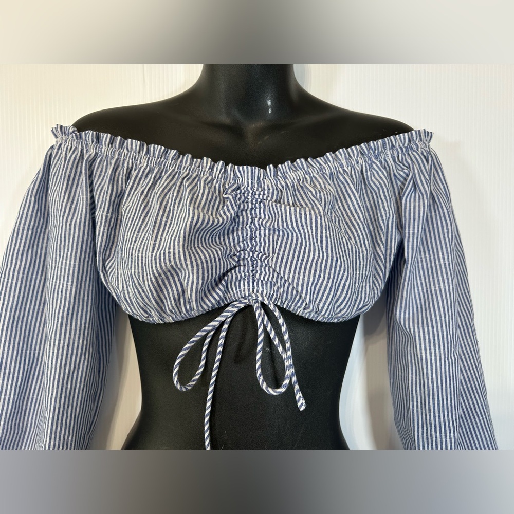 Adika Striped Off Shoulder Crop Top Size XS-S NWT